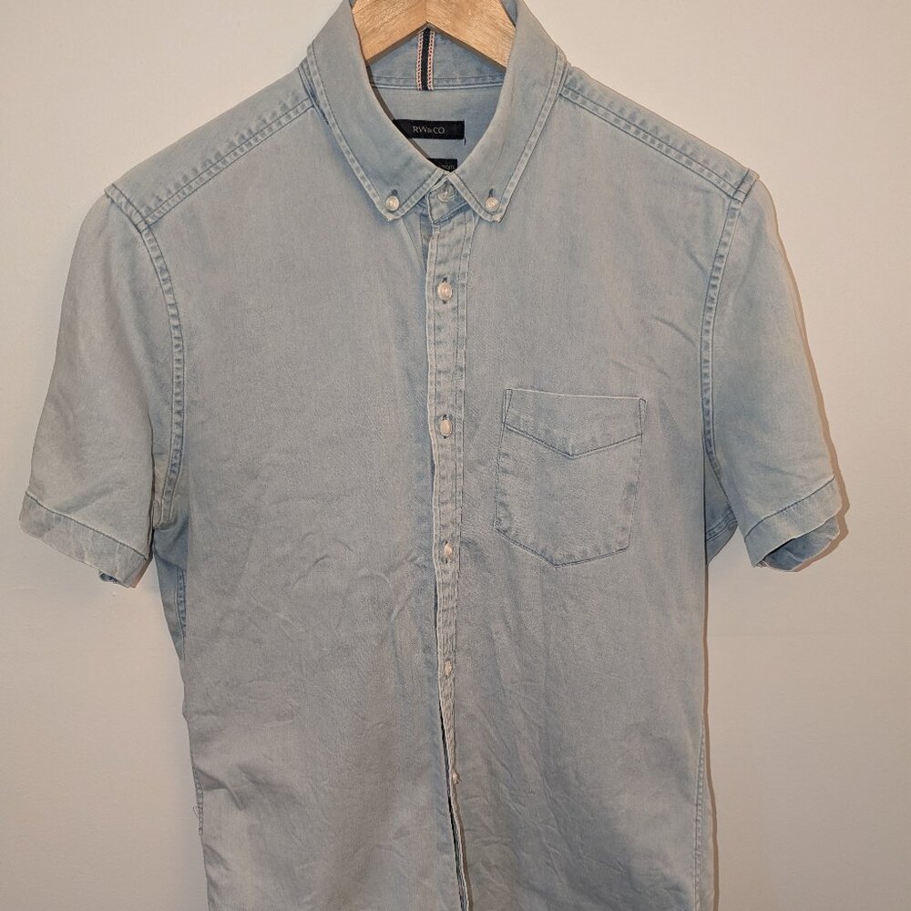 Men's RW & Co. Stretch Denim Short Sleeve Button-Up